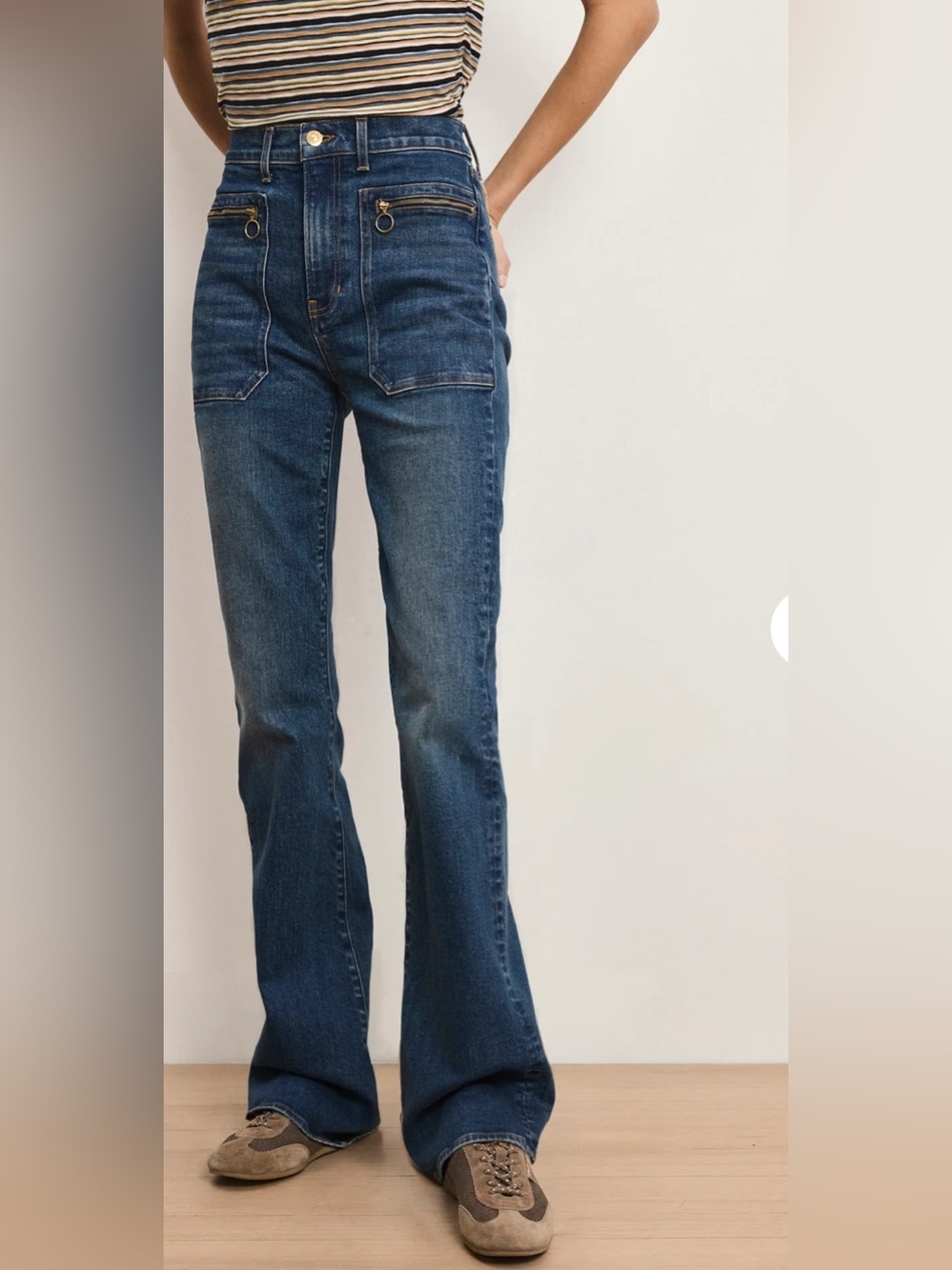 Veronica Beard Beverly Patch-Pocket Skinny-Flare Jean city lights NWT